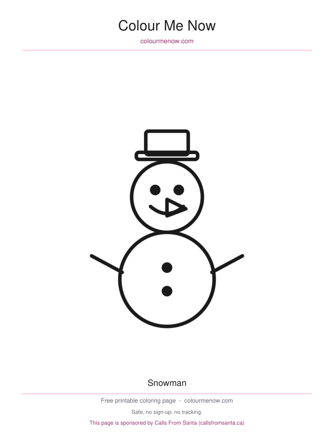 Snowman colouring page preview