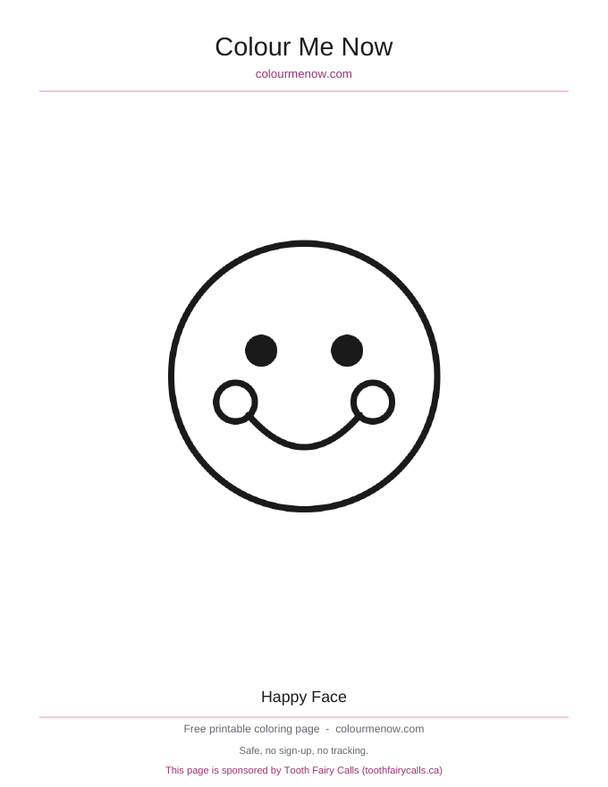 Happy Face colouring page preview