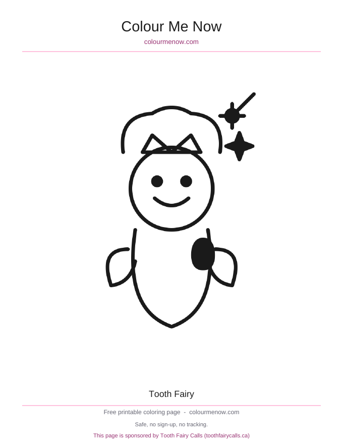 Tooth Fairy colouring page preview