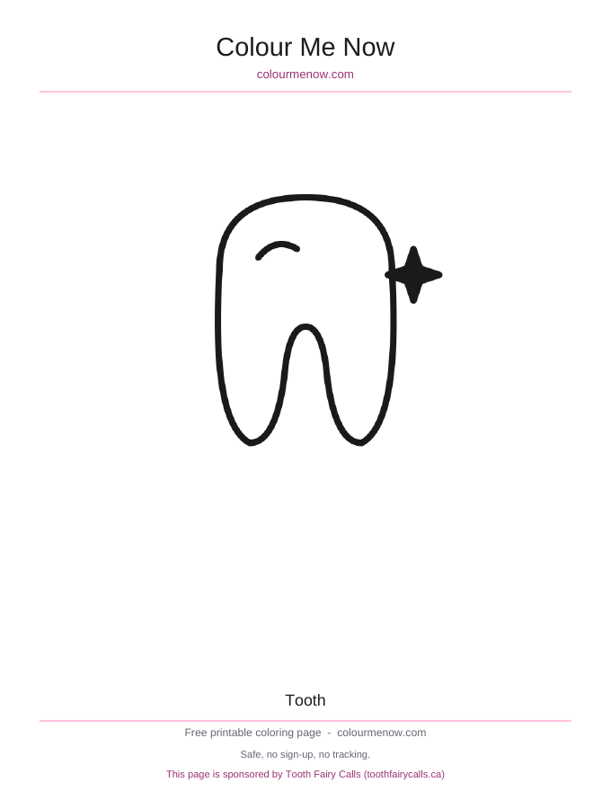 Tooth colouring page preview
